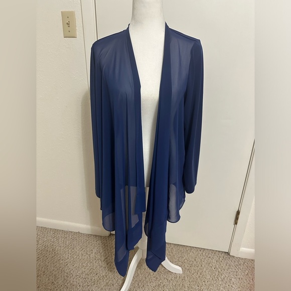 Susan Graver Sweaters - Susan Gravier Premier Blue Sheer Lightweight Cardigan Open Front Sz 1X